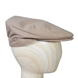 Vintage Harvard Flat Cap Mens Size Medium Tan Beige Snap Front